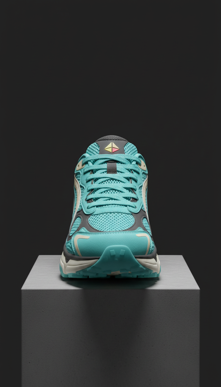 Neon Aqua technical mesh runner