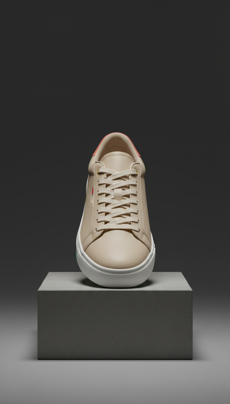 Chalk Beige premium leather low-top